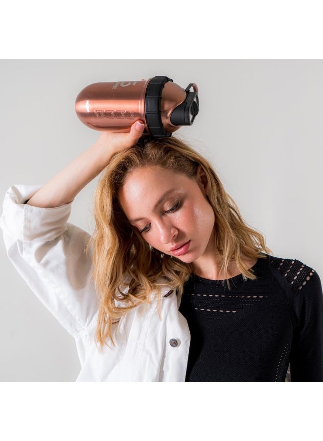 SHAKESPHERE Tumbler STEEL: Insulated Protein Shaker Bottle Keeps Hot Drinks HOT & Cold Drinks COLD, 24 oz (Copper) - Image 4