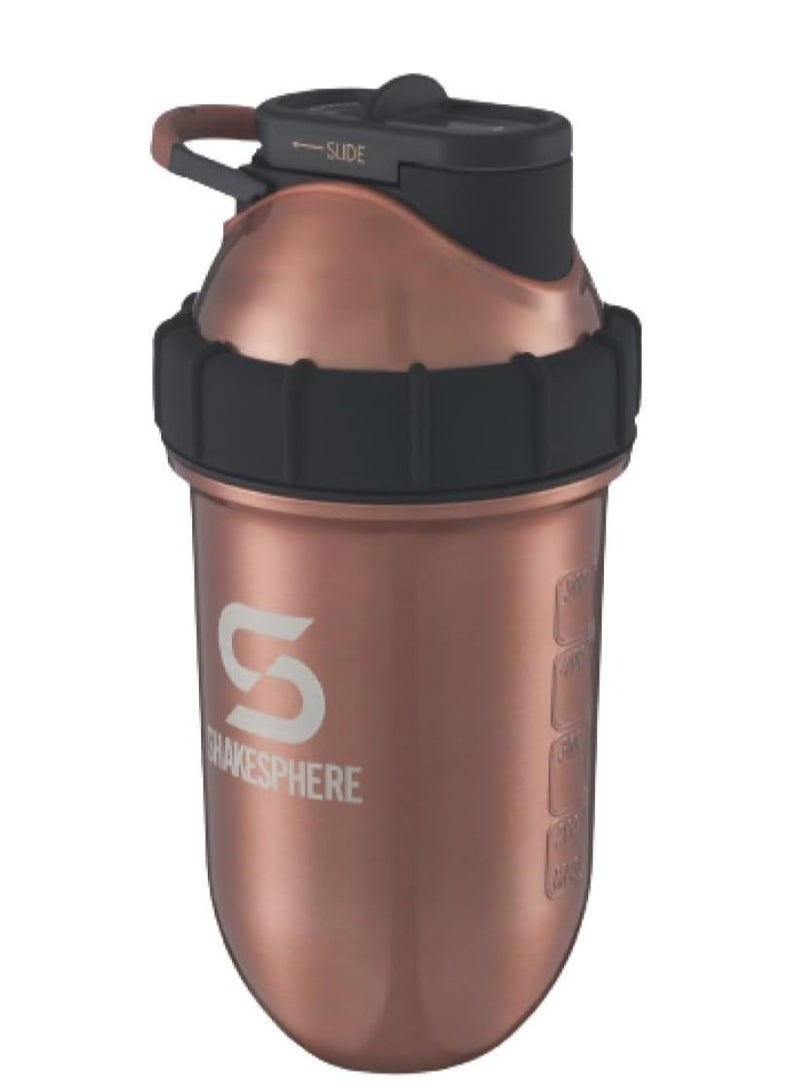 SHAKESPHERE Tumbler STEEL: Insulated Protein Shaker Bottle Keeps Hot Drinks HOT & Cold Drinks COLD, 24 oz (Copper) - Image 1