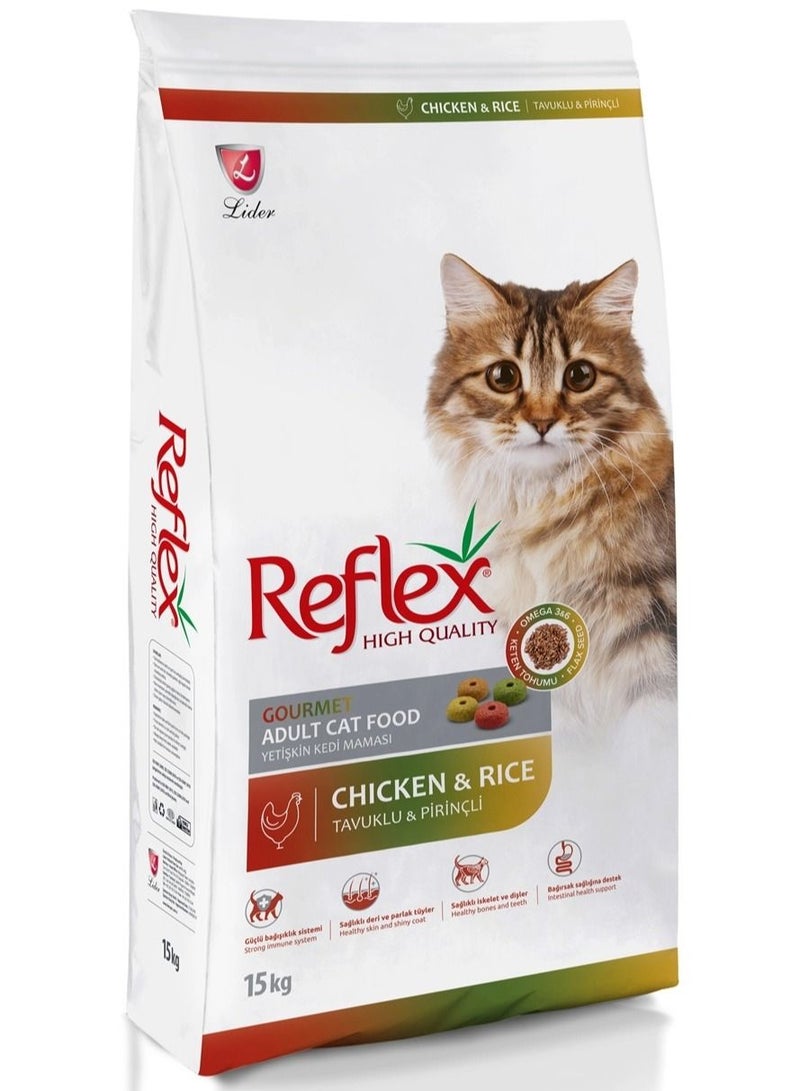 REFLEX Gourmet Adult Cat Food with Chicken and Rice 15 kg
