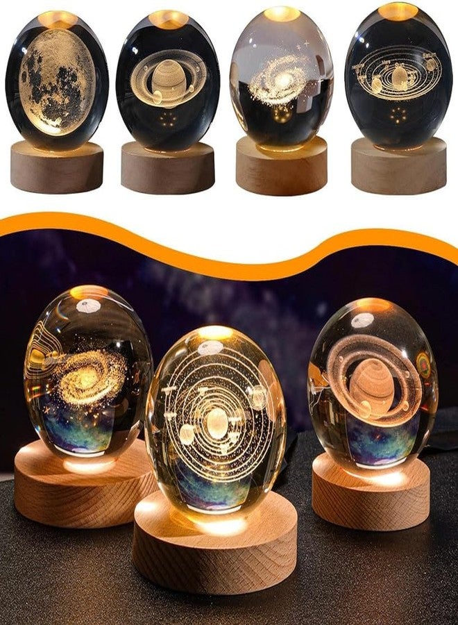 GODFLY مصباح ليلي LED على شكل كرة زجاجية من GODFLY مع قاعدة خشبية، مصباح ليلي ثلاثي الأبعاد على شكل كرة كريستالية للمجرة، مصباح ليلي على شكل كرة كريستالية للنظام الشمسي (قطعة واحدة) (طائر) - Image 2
