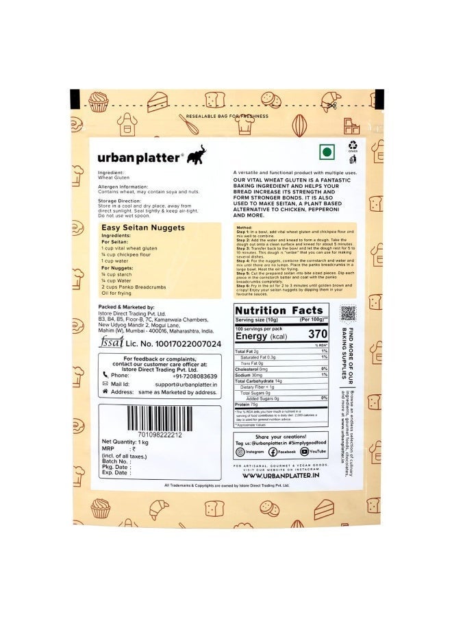 Urban Platter Vital Wheat Gluten, 1Kg (High-Protein Baking Essential | Key Ingredient for Seitan | Adds Elasticity & Structure | Ideal for Breads) - Image 2