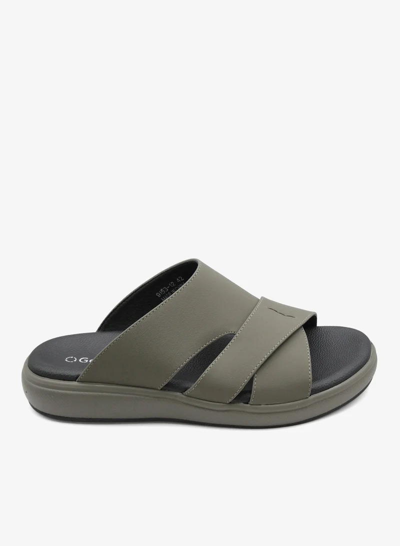 Geoomnii raditional Arabic Sandals for Men – Comfortable Leather Slip-On Design – Perfect for Everyday Wear & Occasions-Olive