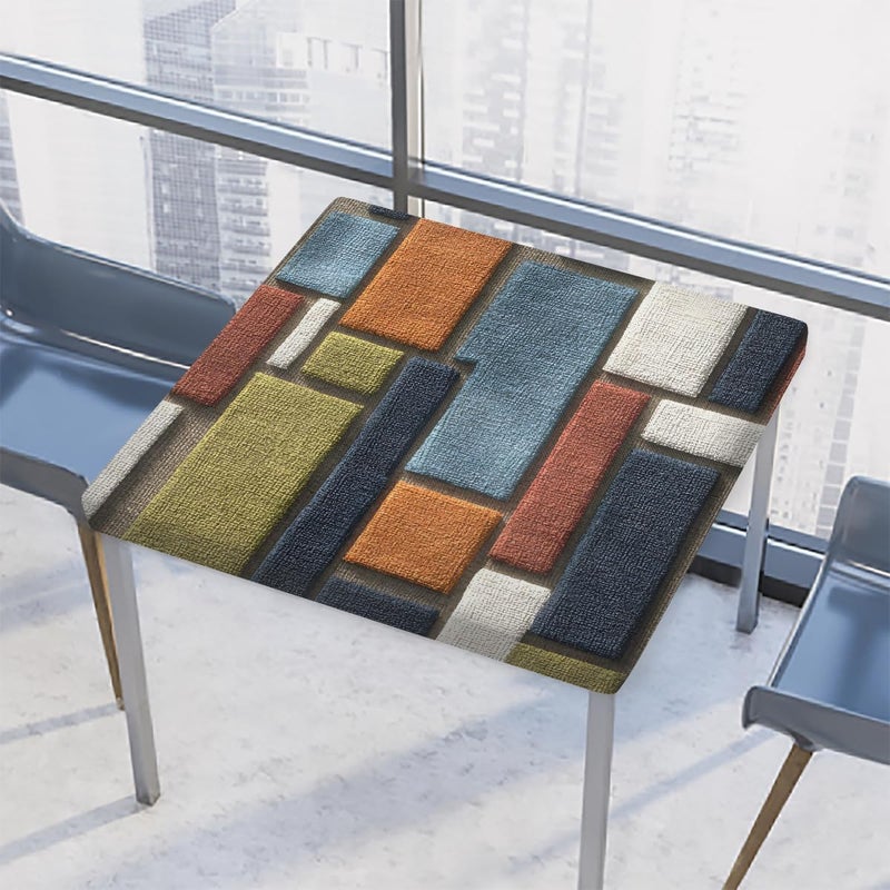 Colorful Abstract Wood Square Fitted Tablecloth Waterproof Elastic Card Table Cover Stretch Wipeable Polyester Square Table Protector for Dining Kitchen Home Outdoor Picnic Decor,34x34inch - Image 1