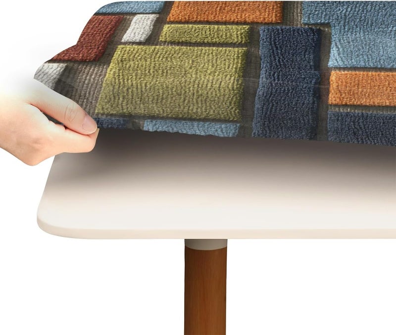 Colorful Abstract Wood Square Fitted Tablecloth Waterproof Elastic Card Table Cover Stretch Wipeable Polyester Square Table Protector for Dining Kitchen Home Outdoor Picnic Decor,34x34inch - Image 4