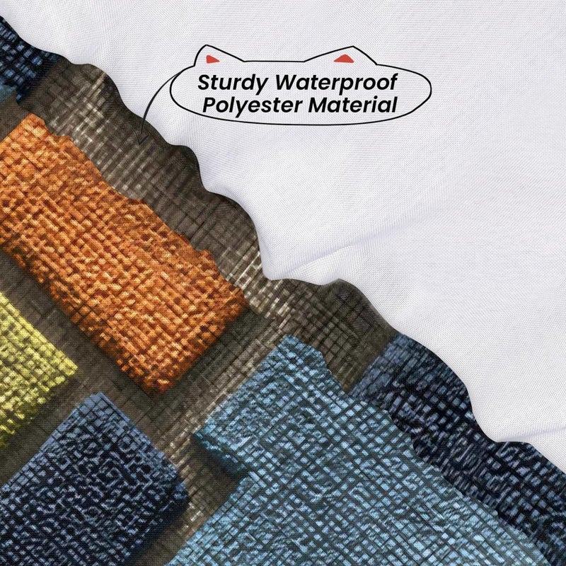 Colorful Abstract Wood Square Fitted Tablecloth Waterproof Elastic Card Table Cover Stretch Wipeable Polyester Square Table Protector for Dining Kitchen Home Outdoor Picnic Decor,34x34inch - Image 3
