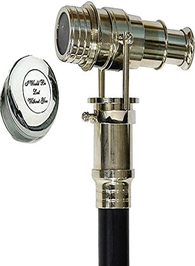 THOR INSTRUMENTS 3 Fold Nautical Chrome Finish Brass Hidden SPY Glass Telescope with Black Cane Rustic Vintage Home Decor Gifts - Image 2
