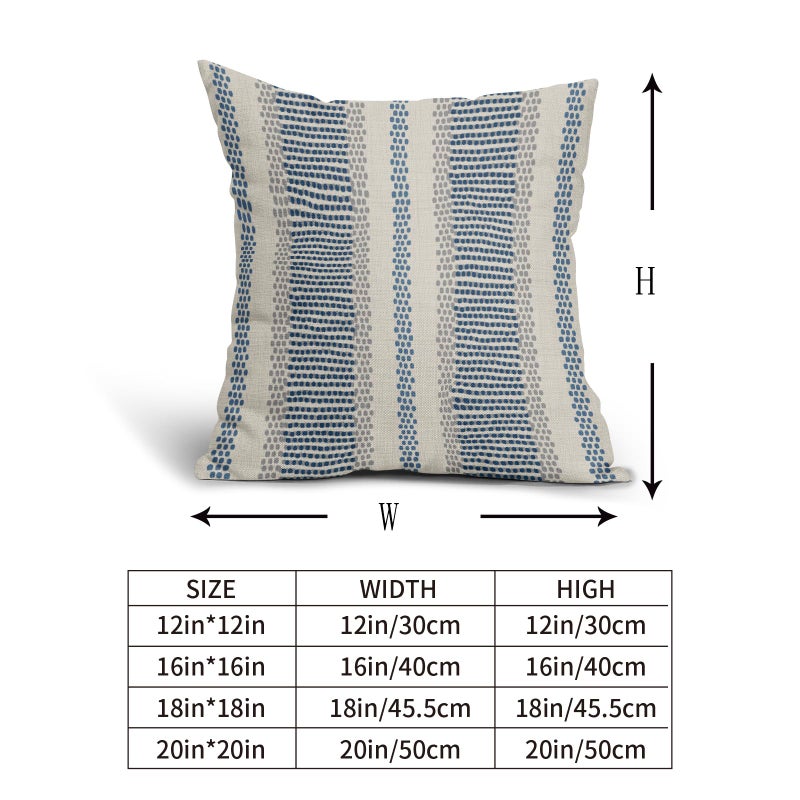 Aytipun Blue Pillow Covers 18x18 Set of 2 Gray Grey Dot Print Striped Decorative Outdoor Pillowcases Boho Rustic Farmhouse Decorative Throw Cushion Case Decor for Couch Sofa Bed - Image 5