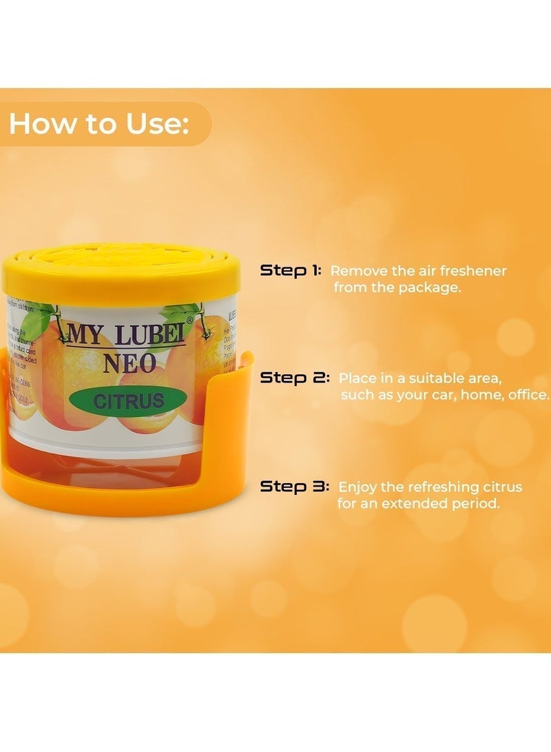 MY LUBEI NEO Citrus Air Freshener for Car, Home & Office, Long Lasting Orange Fragrance, Solid Gel Freshener, Odor Control, Dashboard & Cup Holder Freshener for Bedroom, Living Room, Workspace & Public Spaces - Image 5
