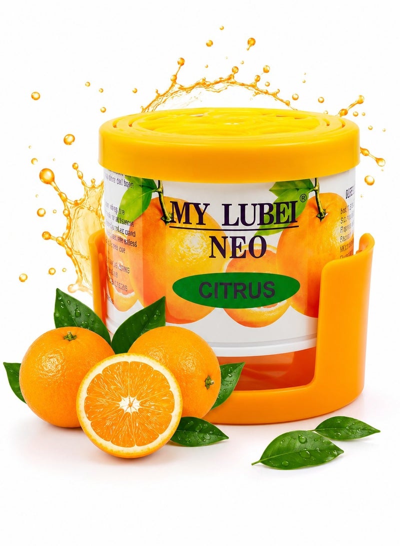 MY LUBEI NEO Citrus Air Freshener for Car, Home & Office, Long Lasting Orange Fragrance, Solid Gel Freshener, Odor Control, Dashboard & Cup Holder Freshener for Bedroom, Living Room, Workspace & Public Spaces - Image 1