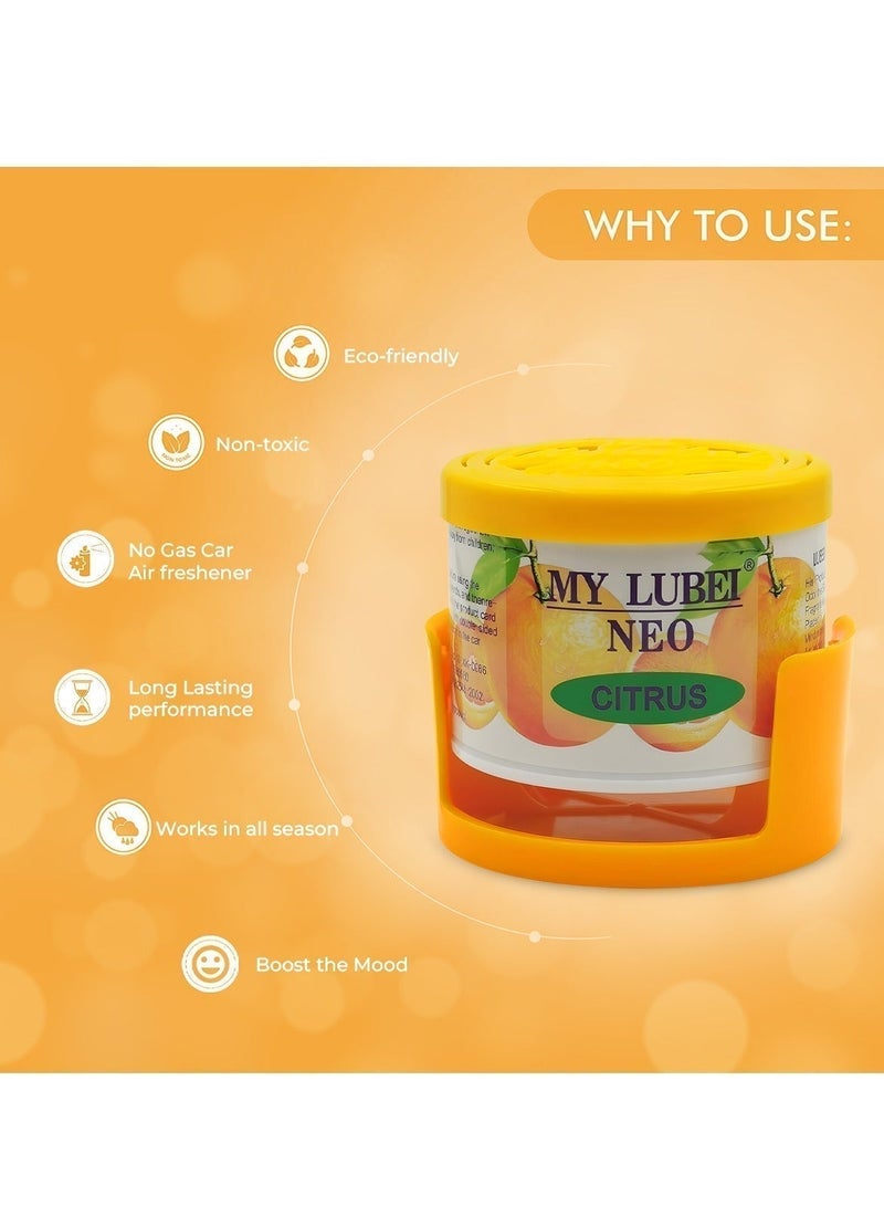 MY LUBEI NEO Citrus Air Freshener for Car, Home & Office, Long Lasting Orange Fragrance, Solid Gel Freshener, Odor Control, Dashboard & Cup Holder Freshener for Bedroom, Living Room, Workspace & Public Spaces - Image 4