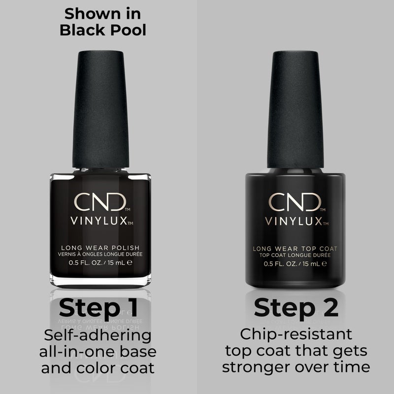 CND Vinylux Longwear Black Nail Polish, Gel-like Shine & Chip Resistant Color, Black Pool, 0.5 fl. oz - Image 4