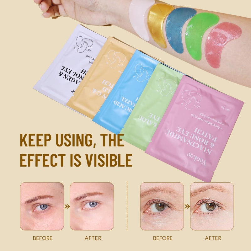 Yeokoe Under Eye Patches for Dark Circles,Eye Mask for Puffy Eyes With Collagen,Retinol,Vitmin C,Hyaluronic Acid and Niacinamide Face Masks Skincare Spa Gifts for Woman 20Pairs - Image 4