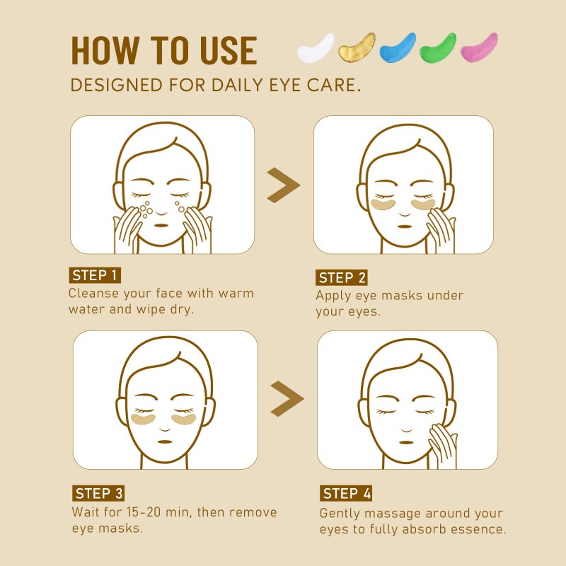 Yeokoe Under Eye Patches for Dark Circles,Eye Mask for Puffy Eyes With Collagen,Retinol,Vitmin C,Hyaluronic Acid and Niacinamide Face Masks Skincare Spa Gifts for Woman 20Pairs - Image 5