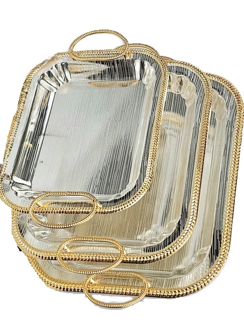 لوكشري طقم 3 صواني تقديم استانلس استيل عالي الجودة  فاخر فضي ,ذهبي - Image 2