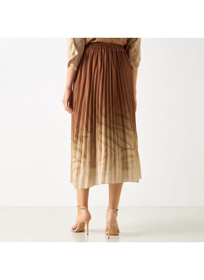 Iconic Iconic Pleated A-line Midi Skirt with Semi-Elasticated Waistband  - Image 3