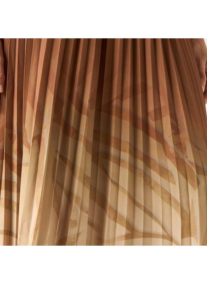 Iconic Iconic Pleated A-line Midi Skirt with Semi-Elasticated Waistband  - Image 4