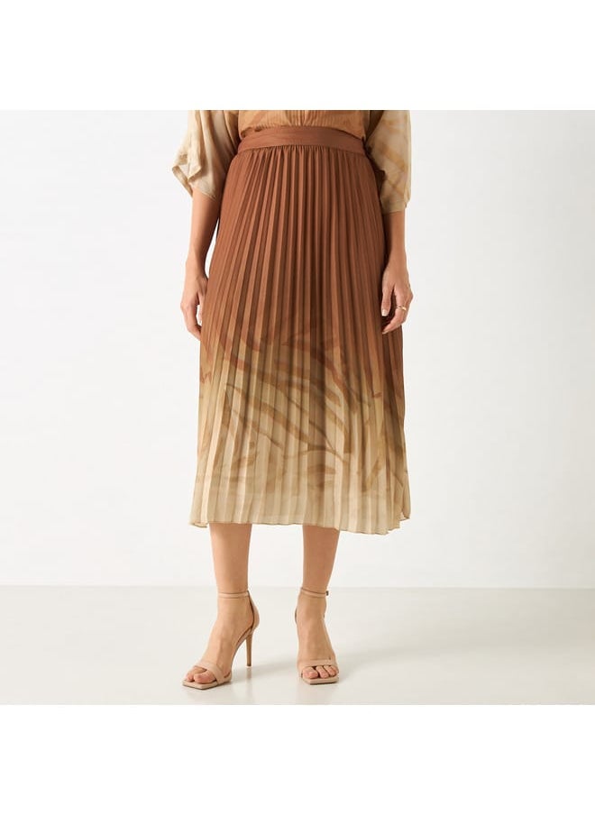 Iconic Iconic Pleated A-line Midi Skirt with Semi-Elasticated Waistband  - Image 1