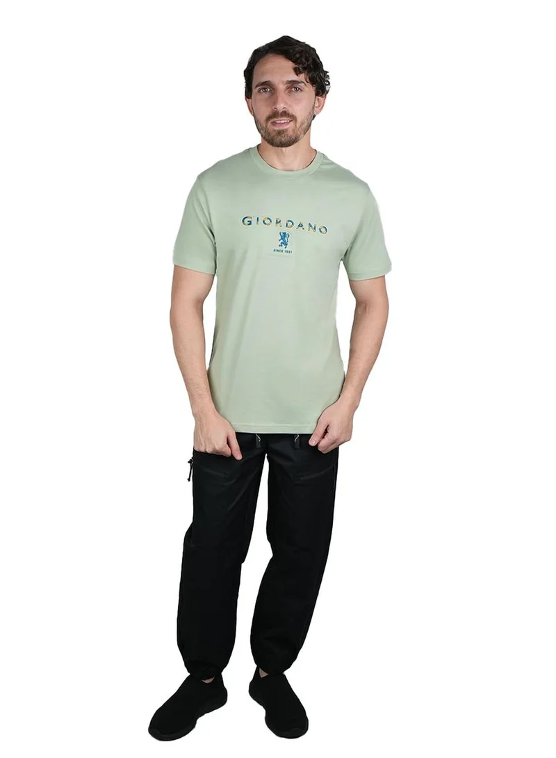 جيوردانو تي شيرت رجالي قطن بطبعة مميزة بقصة ضيقة