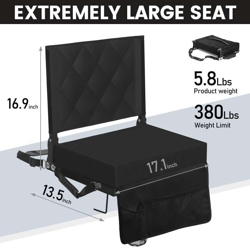 Sheenive Stadium Seats for Bleachers with Back Support, Bleacher Seats with Backs and Cushion Wide, Padded Portable Folding Comfort Stadium Chair with Shoulder Strap, Perfect for Sports Events - Image 4
