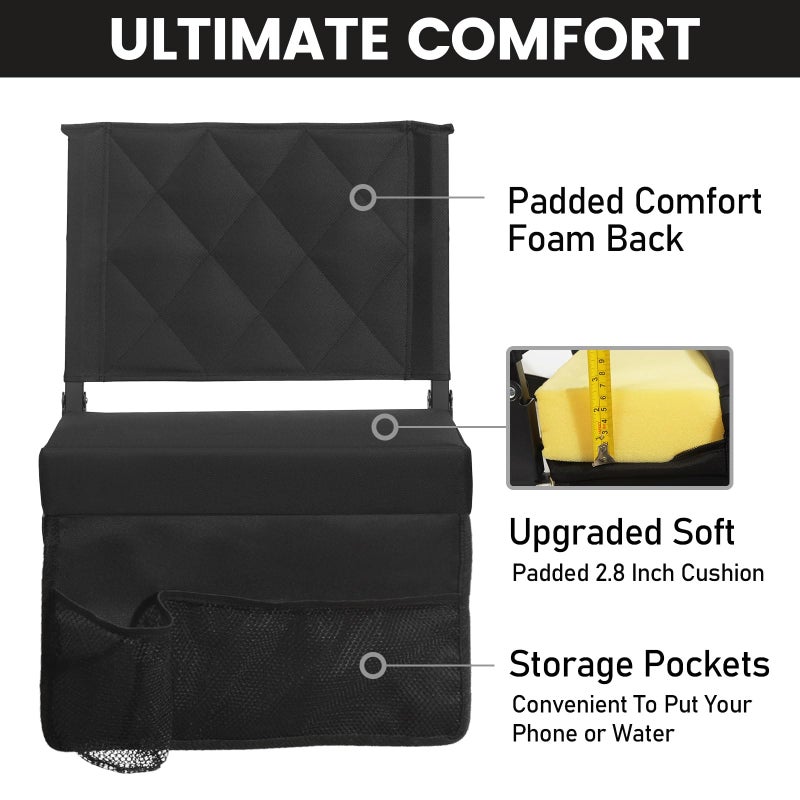 Sheenive Stadium Seats for Bleachers with Back Support, Bleacher Seats with Backs and Cushion Wide, Padded Portable Folding Comfort Stadium Chair with Shoulder Strap, Perfect for Sports Events - Image 5