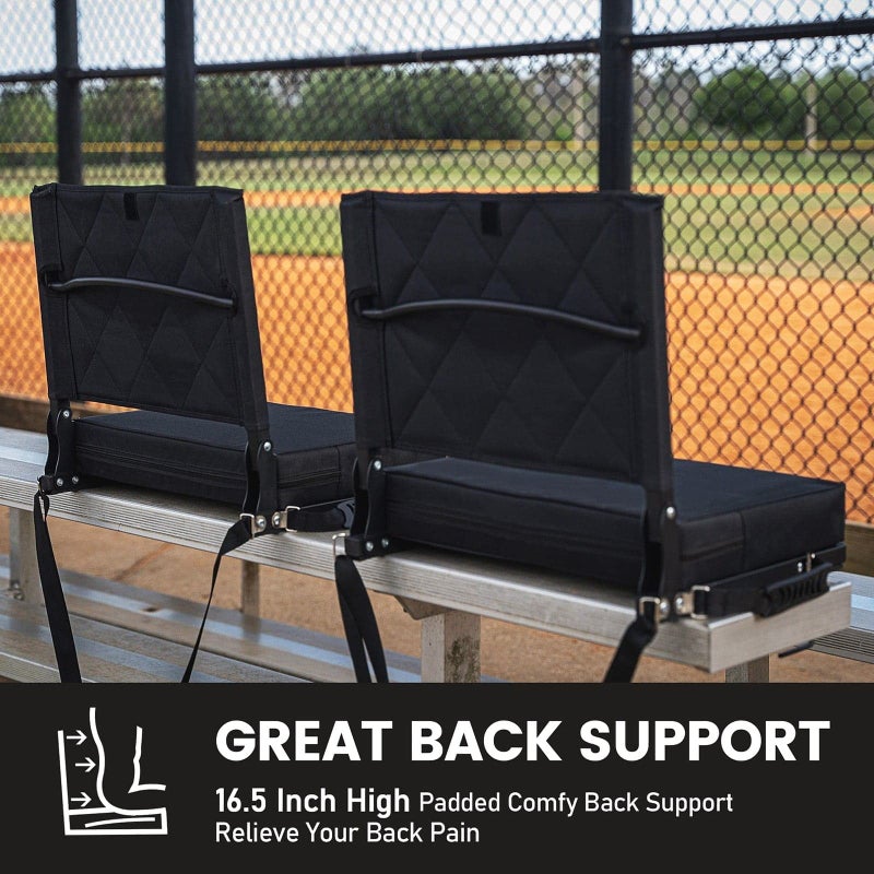 Sheenive Stadium Seats for Bleachers with Back Support, Bleacher Seats with Backs and Cushion Wide, Padded Portable Folding Comfort Stadium Chair with Shoulder Strap, Perfect for Sports Events - Image 2
