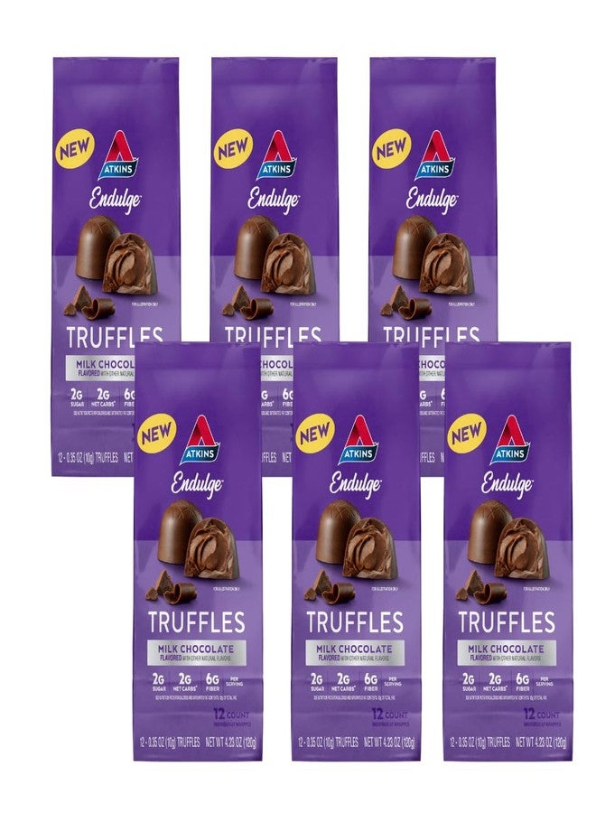 Atkins Endulge Milk Chocolate Truffles, Low Sugar, Low Carb, Keto Friendly, 6 pack (12 Truffles each Pack) - Image 1