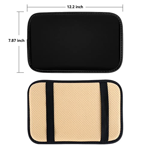 Amiss Auto Center Console Pad, PU Leather Car Armrest Seat Box Cover Protector, Universal Waterproof Non Slip Soft Center Console Armrest Pad for Most Vehicle, SUV, Truck, Car (Black) - Image 2