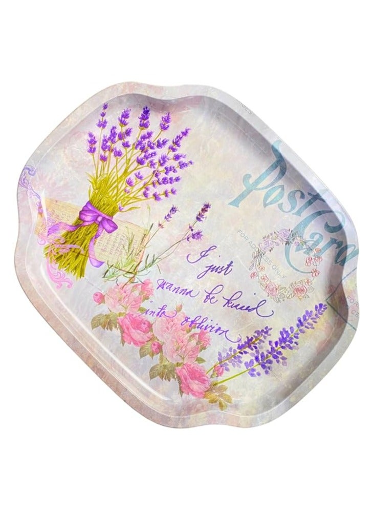 40 x 34cm Sturdy Metal Oval Serving Tray, Elegant Multipurpose Tray for Home, Kitchen or Gifts, Elegant Multipurpose Serving and Decorating Tray (Light Purple) - Image 2