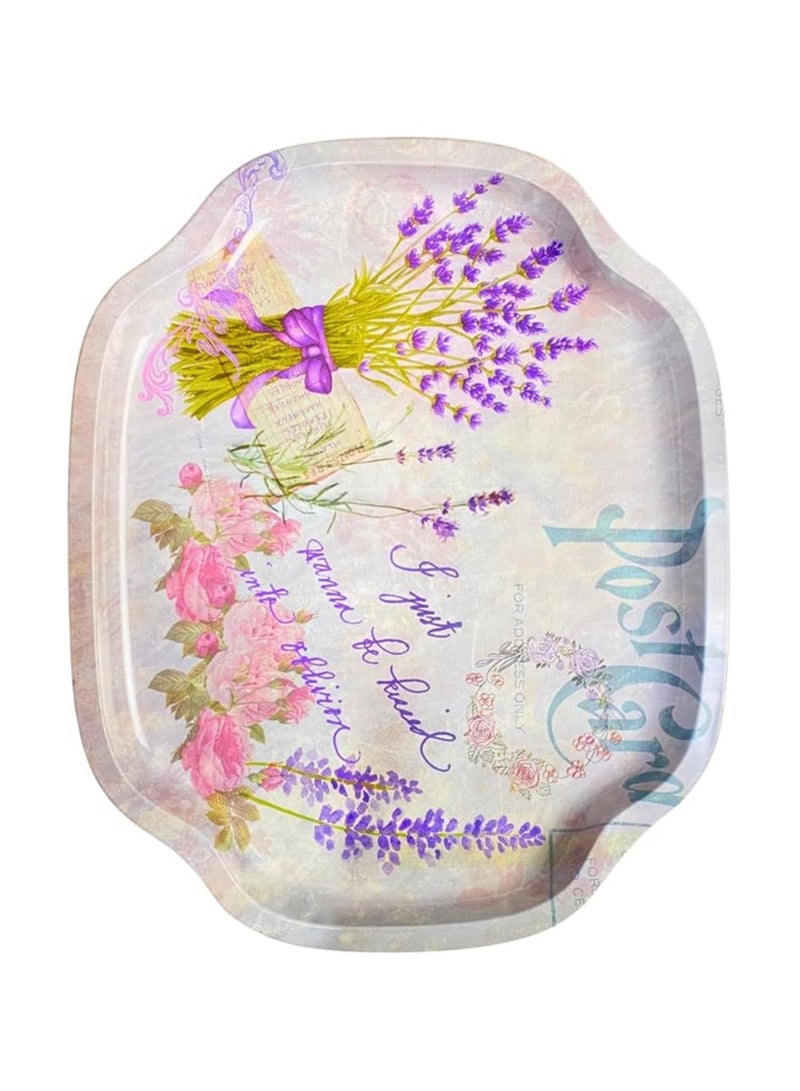 40 x 34cm Sturdy Metal Oval Serving Tray, Elegant Multipurpose Tray for Home, Kitchen or Gifts, Elegant Multipurpose Serving and Decorating Tray (Light Purple) - Image 3
