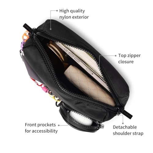Fastrack Statement Chain Sling Bag for Women | Black Nylon Crossbody with Zipper Closure, Front Utility Pockets and Adjustable Strap | Lightweight Urban Sling for College & Travel - Image 3