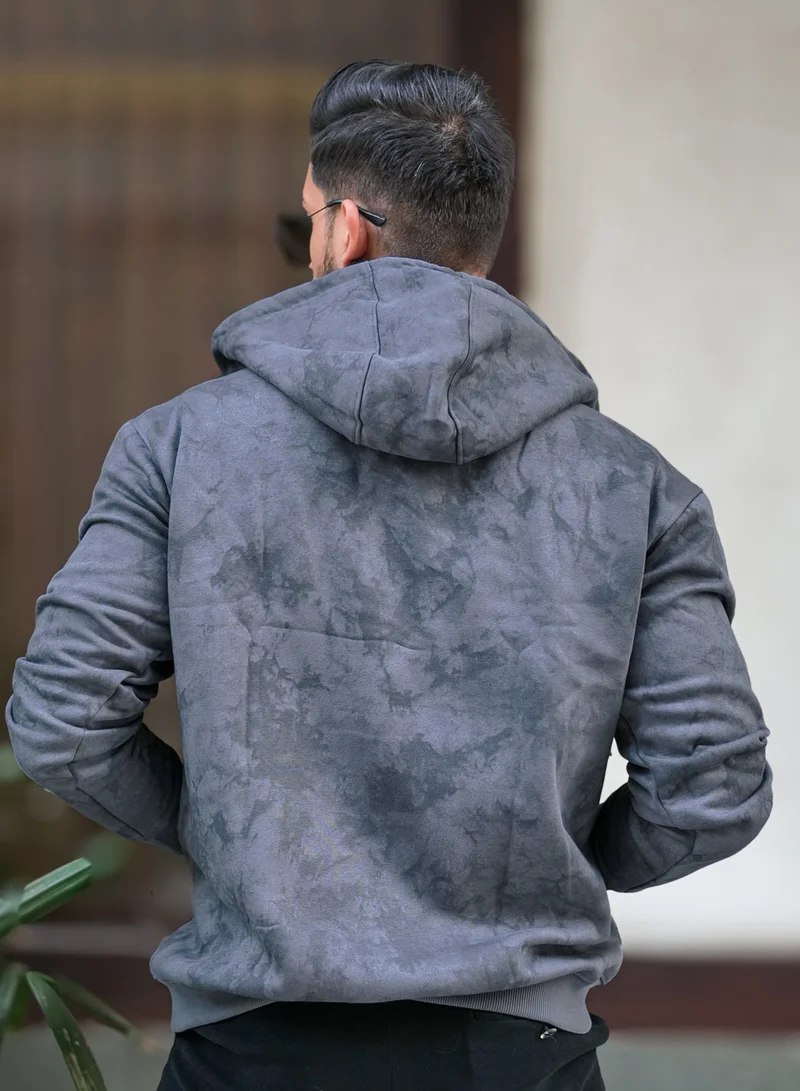 Maniac  Maniac Mens Spatter Spray Printed Round Neck Zipper Full Sleeve Lite Grey Loopnet Sweatshirt for Men | Best Price UAE
