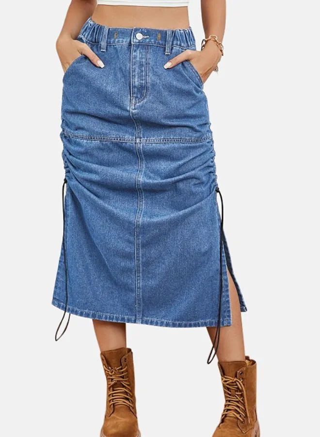 يونيكي Blue Denim Midi Skirts