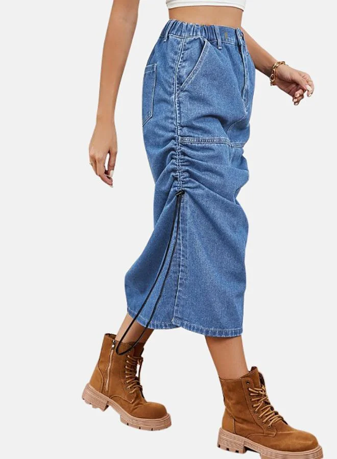 يونيكي Blue Denim Midi Skirts