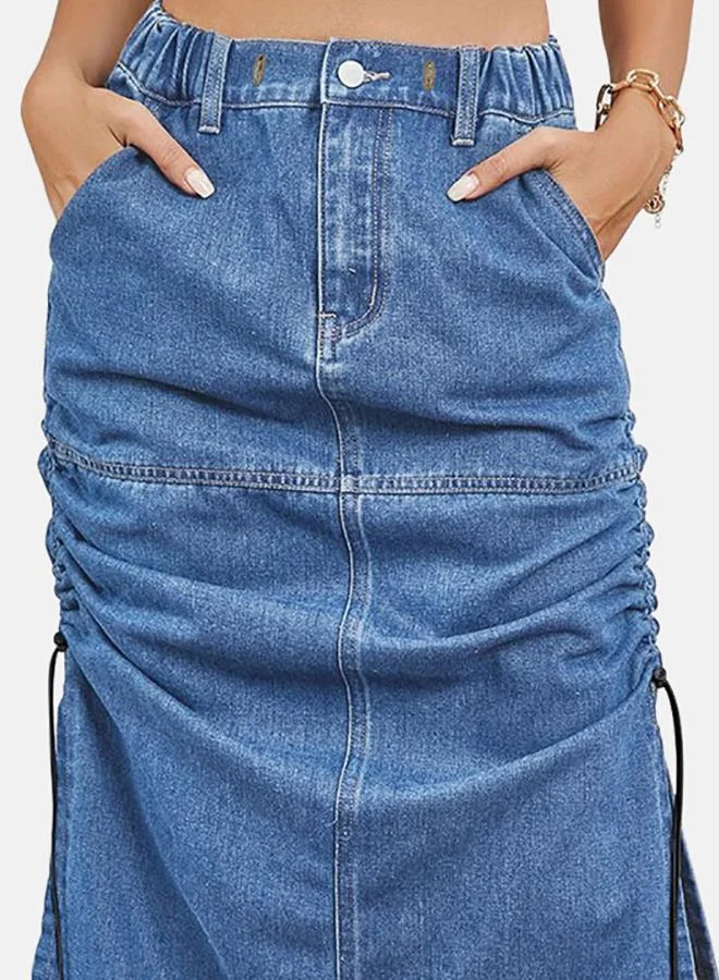 يونيكي Blue Denim Midi Skirts