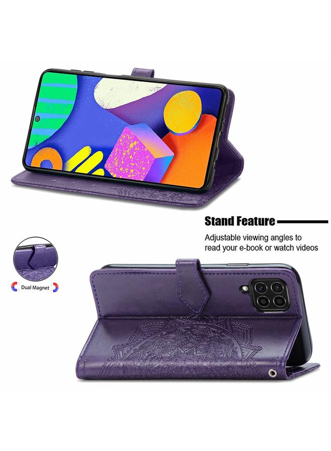 اس-توب جراب لهاتف Samsung Galaxy F62 / M62، جراب جلدي أفقي قابل للطي بنقش ماندالا مع حامل وفتحات للبطاقات ومحفظة وحبل تعليق - Image 5