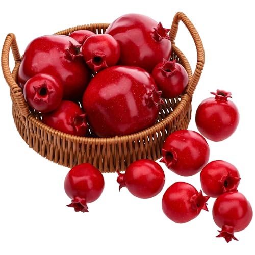 Gresorth 15 PCS Artificial Pomegranate Decoration Fake Fruit Model Realistic Lifelike Vegetable Display for New Year Garden Restaurant