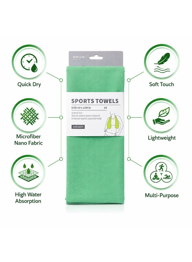 Quick Dry Microfiber Sports Towel 120 x 50 cm Lightweight Gym Towel With Strong Water Absorption Fast Drying Nano Fabric For Gym Travel Sports And Home (Green) - Image 5