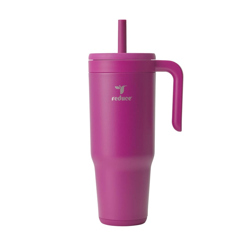 REDUCE Chiller Vacuum Insulated 40 oz Tumbler with Spill-Proof Silicone Straw - Sustainable Tritan Renew Lid with Water Intake Markers - Soft Sit Base Travel Mug - Dishwasher Safe - Berry Bliss - Image 1