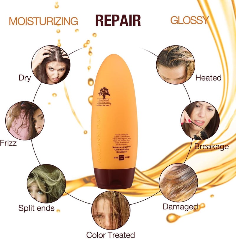 ARGANMIDAS Hair Conditioner 153 Fl Oz SulfateFree Conditioner Intensely Smooth and Clear Hydrating Hair Conditioner Argan Oil Daily Moisture Deep Conditioner for Color Treated Hair Effectively - Image 3