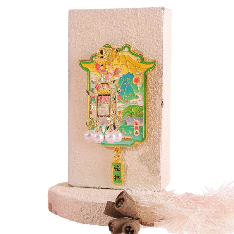 Glowing City Lantern Metal Fridge Magnet Chinese Souvenir - Image 3