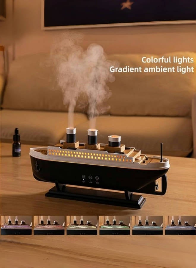 XiuWoo Ship Dynamic Essential Oil Diffuser, Aroma Diffuser for Home,Office,Jellyfish Mist Aromatherapy Humidifier,7 Change Colors Lights,2 Spray Modes,4H&8H Timer Setting Auto Shut-Off 250ml - Image 2