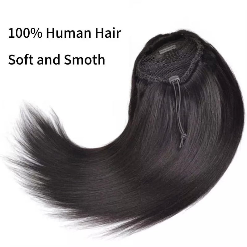 Ritzkart Ponytail Human Hair Dark Brown 26 Inch Straight with ClipIn Drawstring  2 Comb Clips Natural Look Juda Style Hairpiece Soft Silky Real Human Hair for Instant Volume  Length  Easy to Attach  Comfortable AllDay Wear - Image 5