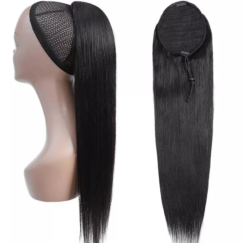 Ritzkart Ponytail Human Hair Dark Brown 26 Inch Straight with ClipIn Drawstring  2 Comb Clips Natural Look Juda Style Hairpiece Soft Silky Real Human Hair for Instant Volume  Length  Easy to Attach  Comfortable AllDay Wear - Image 4