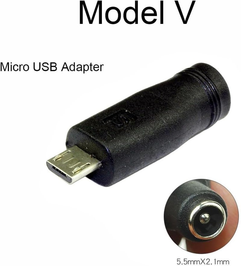 TOP-MAX DC Power Connector Adapter Barrel Jack 5.5 x 2.1 mm Female to Micro USB Male for Laptop PC Pack of 5 - Image 2