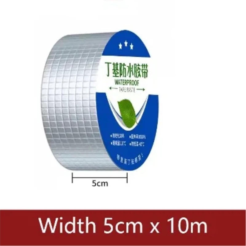 شريط تسرب المياه من رقائق الألومنيوم المطاطي البوتيلي المقاوم للتسرب للسقف 5 سم × 10 متر مقاوم لدرجات الحرارة العالية - Image 3