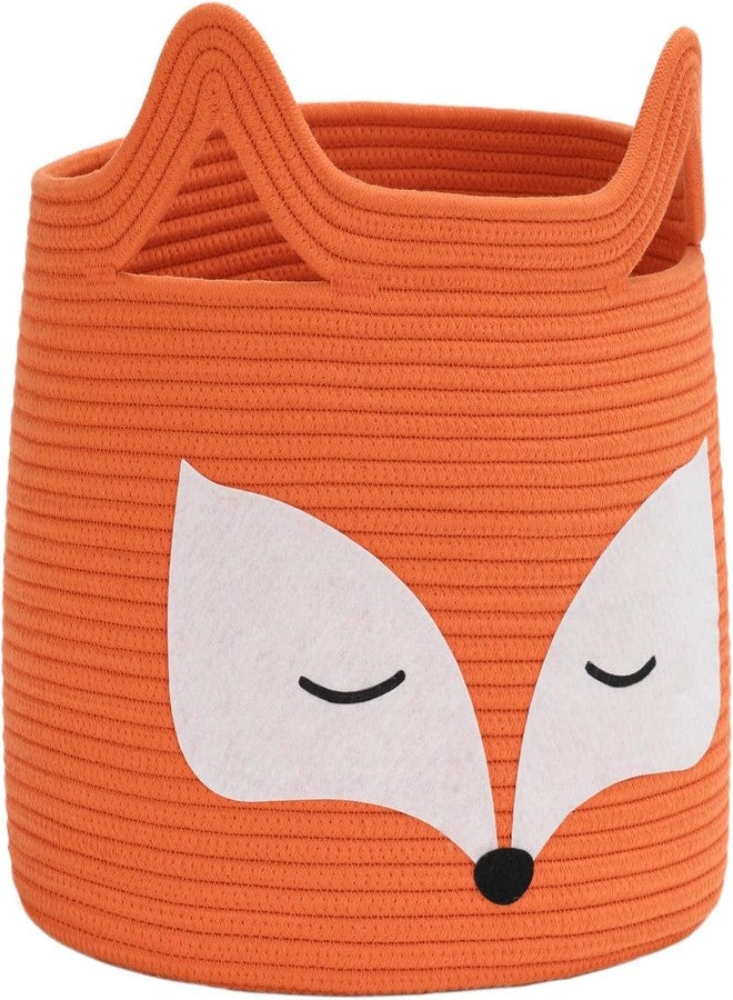 ALBY® Decor Basket, Nursery Basket for Baby Clothes, Toys, Laundry, Blanket, Cute Animal Storage Box, Large Woven Gift for Kids, Baby Showers- (ORANGE, 15.7" W x 11.8" H) - Image 1