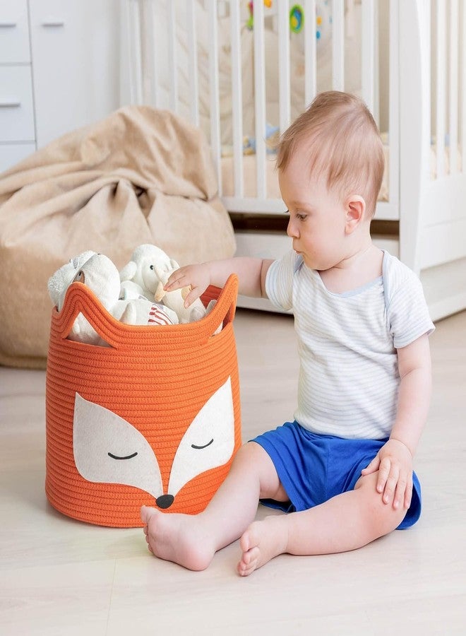 ALBY® Decor Basket, Nursery Basket for Baby Clothes, Toys, Laundry, Blanket, Cute Animal Storage Box, Large Woven Gift for Kids, Baby Showers- (ORANGE, 15.7" W x 11.8" H) - Image 2