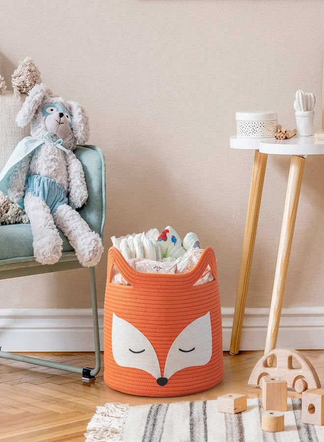 ALBY® Decor Basket, Nursery Basket for Baby Clothes, Toys, Laundry, Blanket, Cute Animal Storage Box, Large Woven Gift for Kids, Baby Showers- (ORANGE, 15.7" W x 11.8" H) - Image 5
