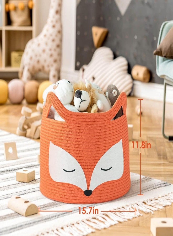 ALBY® Decor Basket, Nursery Basket for Baby Clothes, Toys, Laundry, Blanket, Cute Animal Storage Box, Large Woven Gift for Kids, Baby Showers- (ORANGE, 15.7" W x 11.8" H) - Image 3
