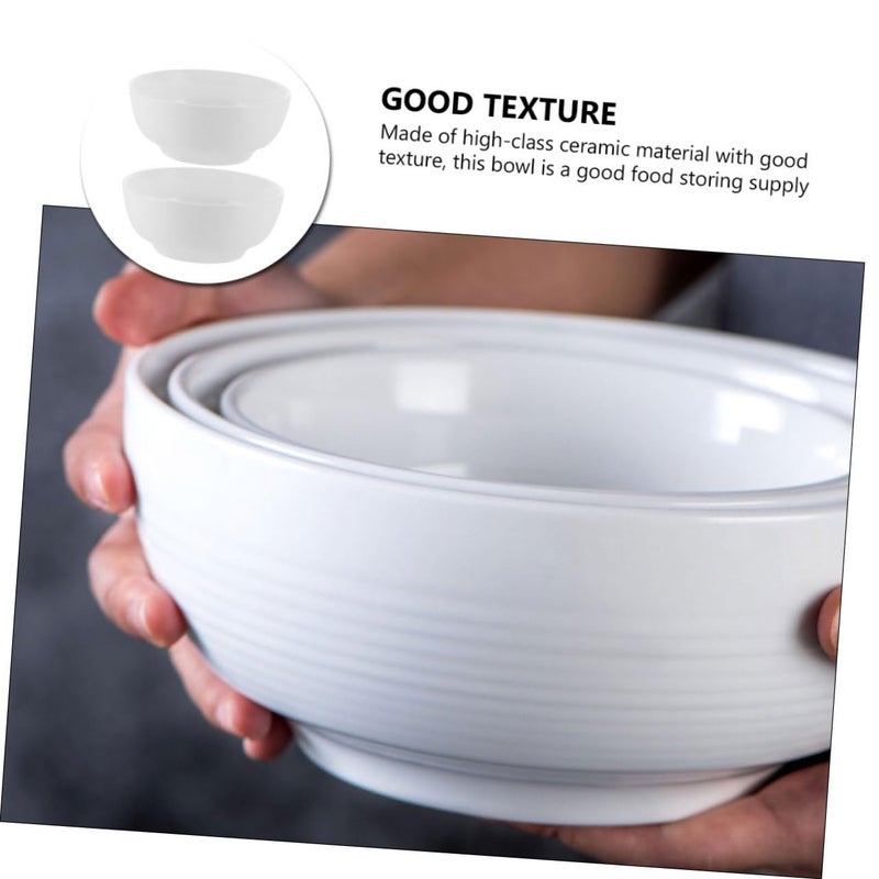 White Ceramic Serving Bowls Set Of 2 Round Bowls For Salad Fruit Soup Kitchen Tableware - Image 5